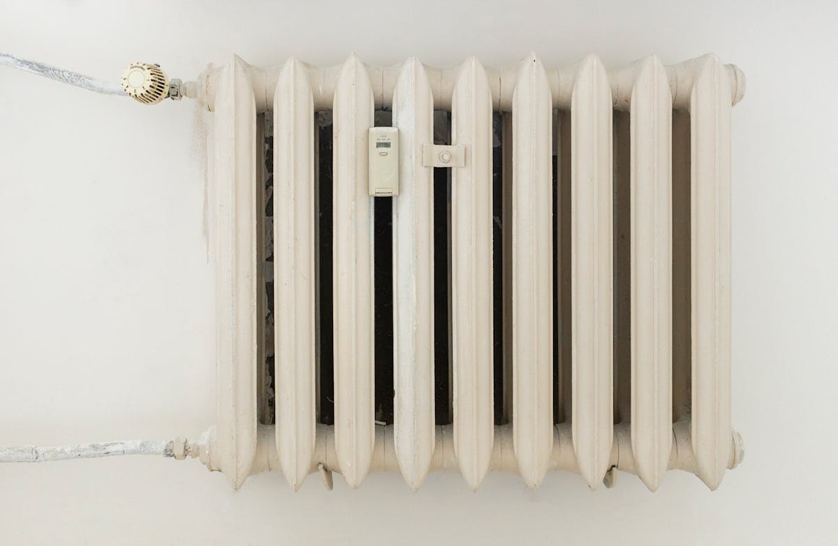 Traditional cast iron column radiator.